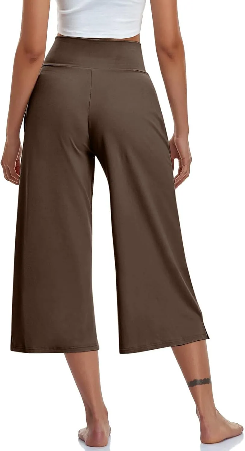 Womens Capri Pants 2025 Summer Casual High Waist Pants Loose Comfy Trendy Dressy Cropped Trouser Athletic Gym Workout