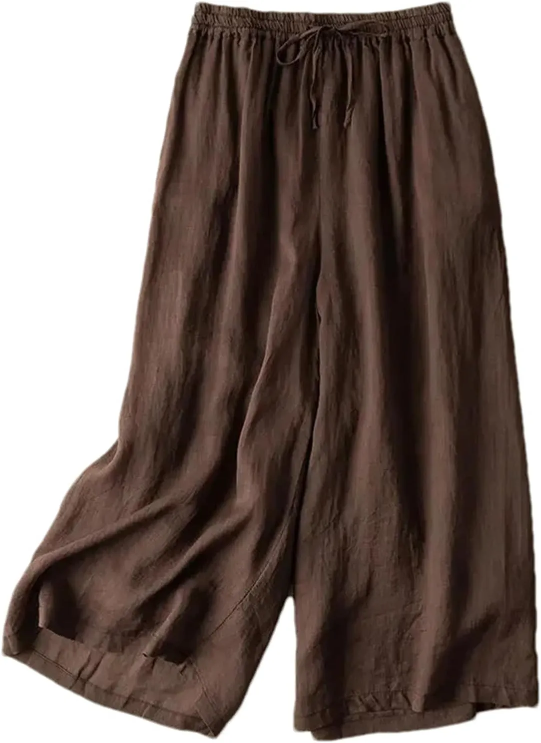 Women's Cotton Linen Wide Leg Pants  Loose Fit High Waist Straight Beach Casual Summer Trousers