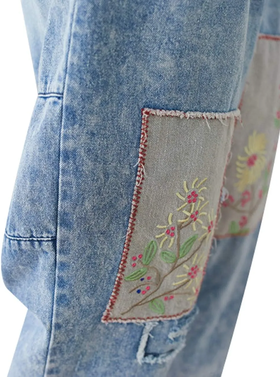 Women's Drawstring Pants Denim Jeans Harem Pants with Pockets