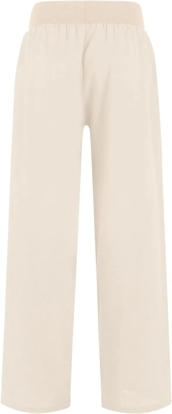Womens Elastic High Waisted Palazzo Pants Casual Straight Wide Leg Long Beach Lounge Pant Trousers with Pocket