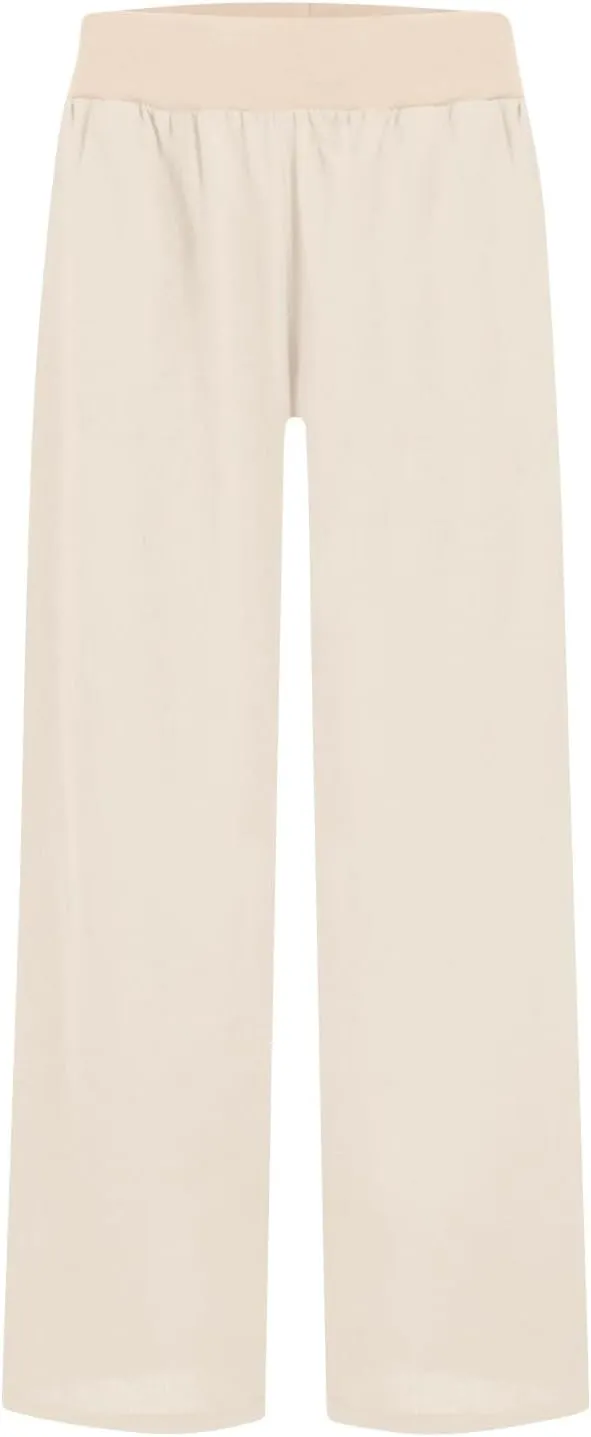 Womens Elastic High Waisted Palazzo Pants Casual Straight Wide Leg Long Beach Lounge Pant Trousers with Pocket
