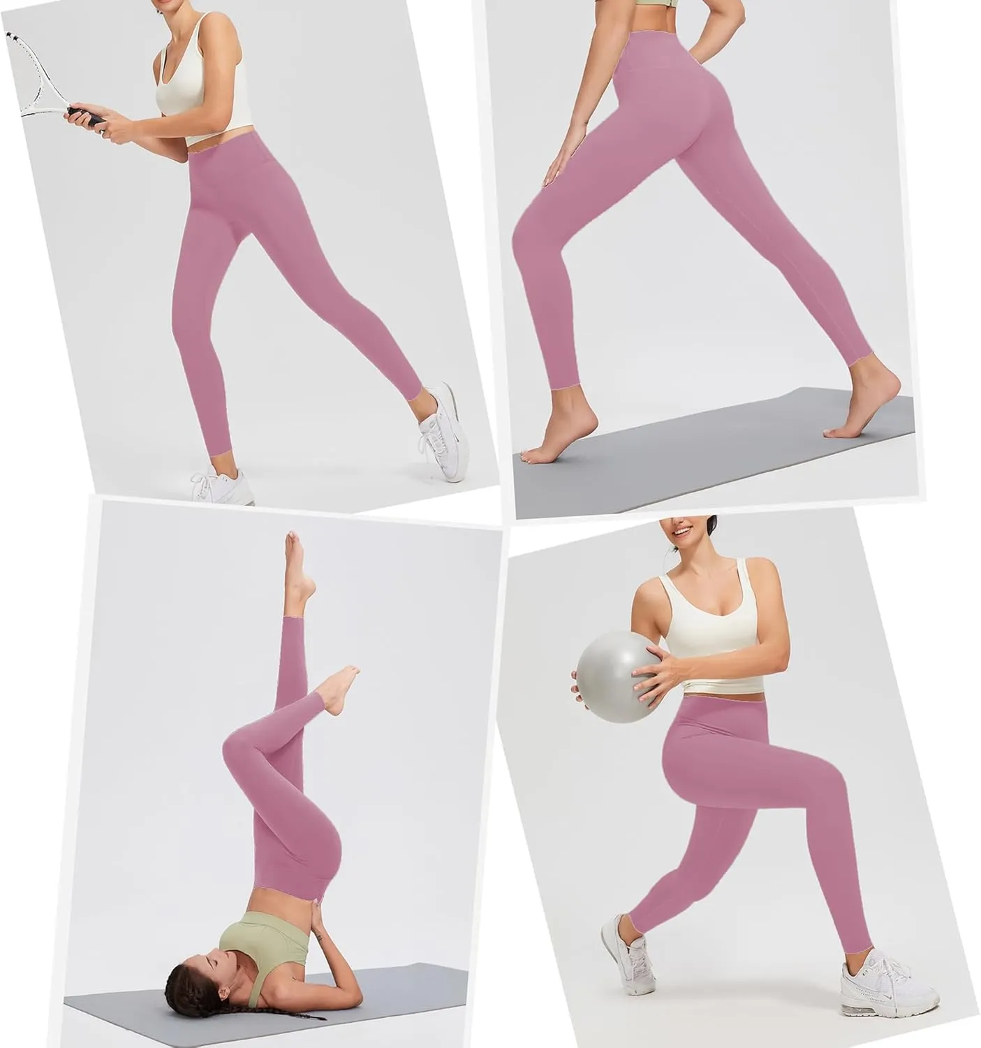 Women's Leggings High Waist Yoga Pants No See Through Workout Gym Capris, Tummy Control Sports Training Pant for Women