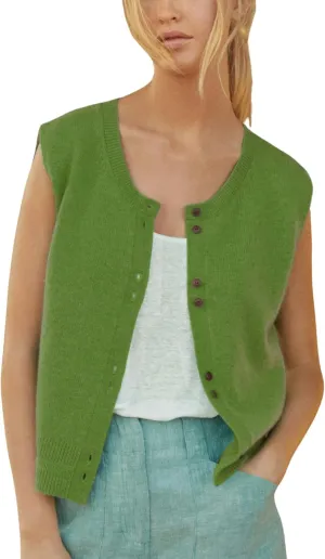 Women's Lightweight Cardigan Sleeveless Button Down Sweater Vest Casual Trendy Slim Knit Tank Tops