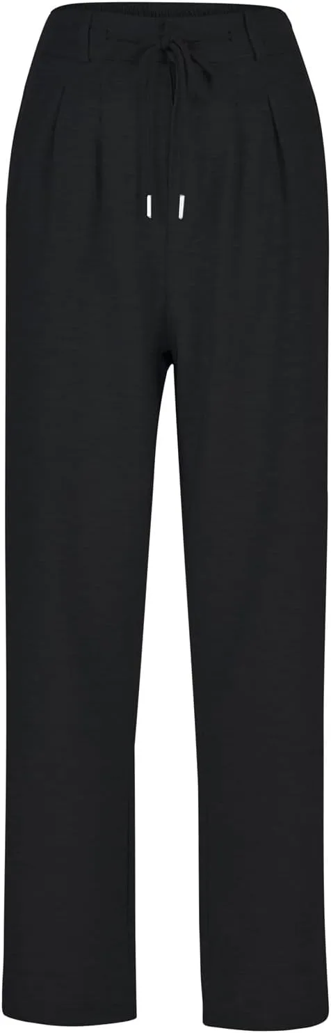 Women's Linen Summer Solid Pants Low Waist Straight Loose Fit Trousers Trendy
