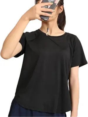 Women's Mesh Sports T-Shirt Short Sleeve Solid Color Loose Tops Running Fitness Quick Dry Shirts