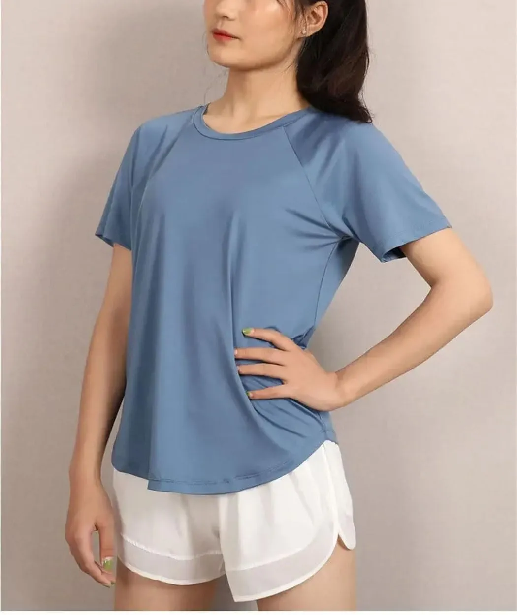 Women's Mesh Sports T-Shirt Short Sleeve Solid Color Loose Tops Running Fitness Quick Dry Shirts