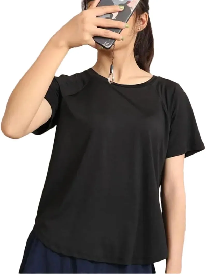 Women's Mesh Sports T-Shirt Short Sleeve Solid Color Loose Tops Running Fitness Quick Dry Shirts