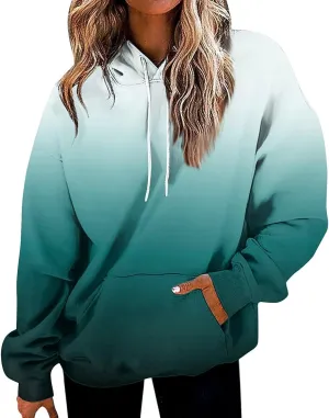 Womens Neon Print Oversized Sweatshirt Drawstring Pullover Sweatshirt Trendy Sweater Tops Fall Fashion Clothes 2024