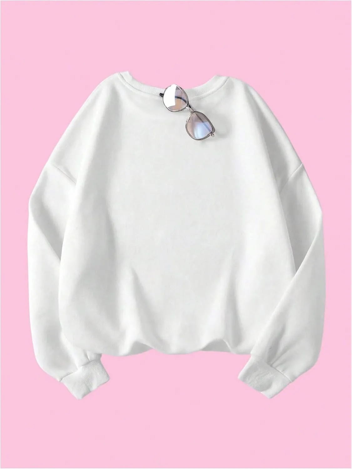 Women's Oversized Sweatshirts Bow Long Sleeve Crewneck Drop Shoulder Graphic Pullover Tops Trendy