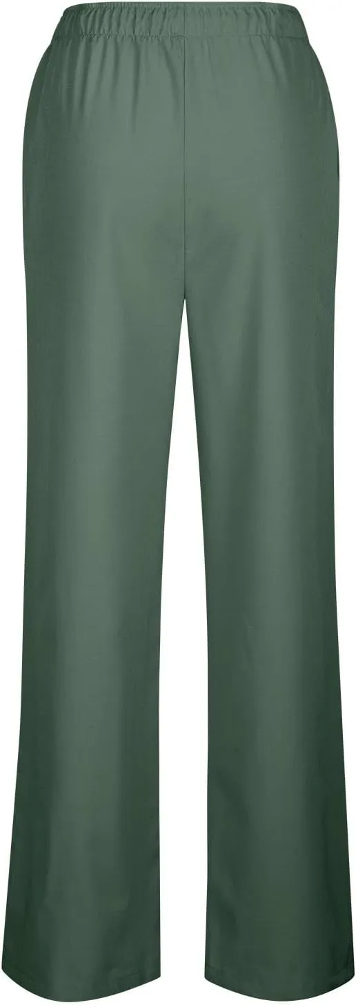 Women's Pants, High Waisted Wide Leg Cotton Linen Pants Straight Sweatpants Lounge