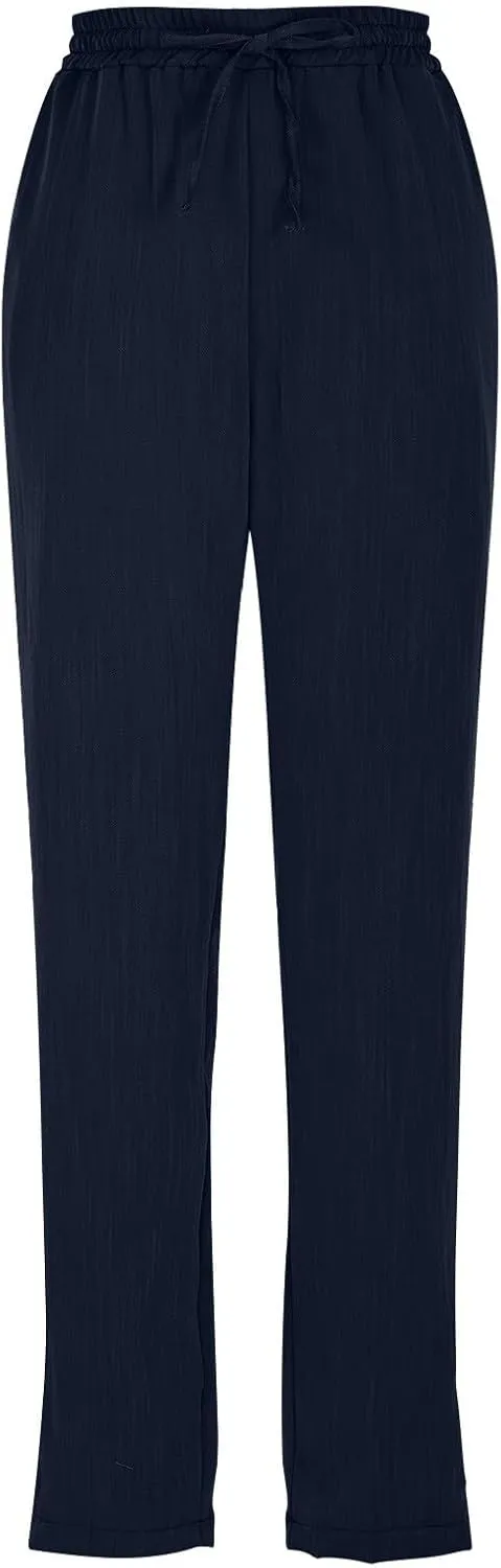 Womens Pants, Straight Leg Plaid Casual Pants Linen Peasant Teacher Trendy Lounge