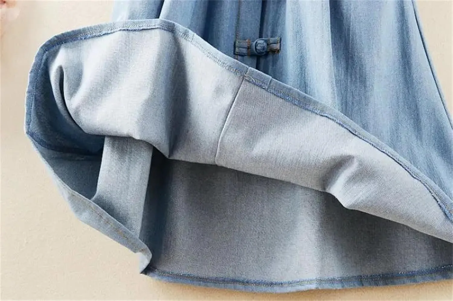 Women's Retro Elastic High Waisted Denim Skirt Summer Loose A-Line Mid-Length Jeans Skirts