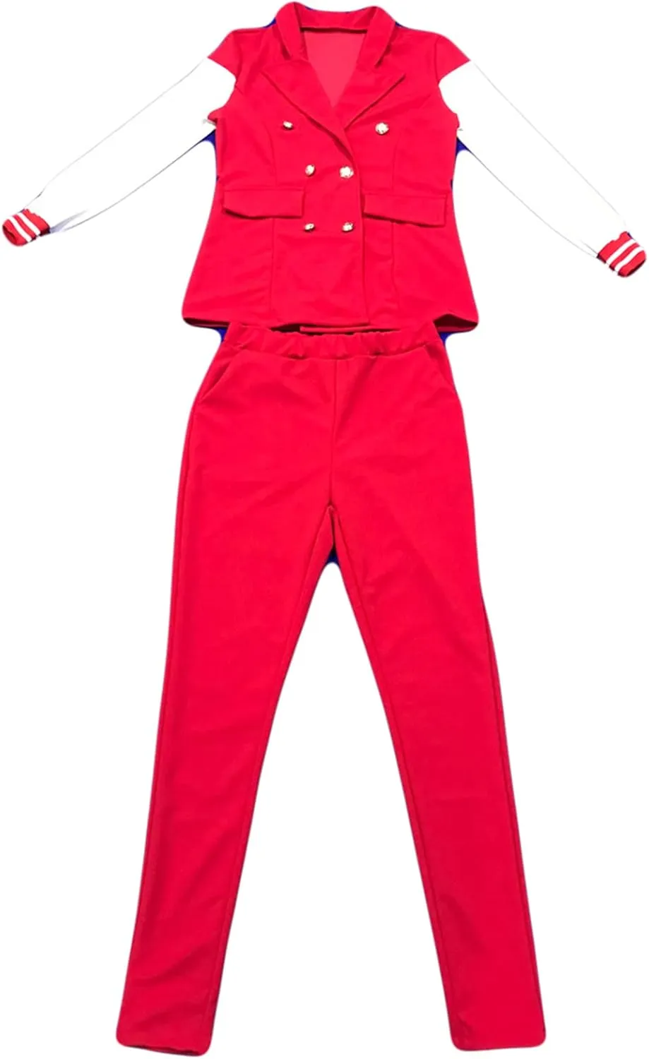Womens Sexy 2 Pieces Double Breasted Paneled Blazer Jackets Bodycon Pants Party Clubwear Tracksuit Outfits Suit Set
