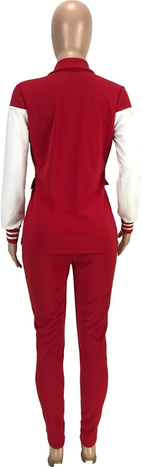 Womens Sexy 2 Pieces Double Breasted Paneled Blazer Jackets Bodycon Pants Party Clubwear Tracksuit Outfits Suit Set