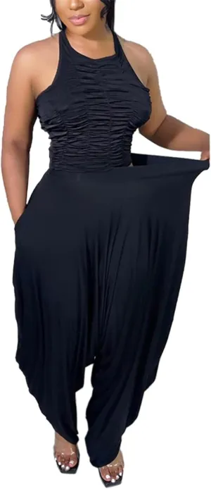 Womens Sexy 2 Pieces Ruffles Tank Tops Shirts Bodycon Harem Pants Party Clubwear Tracksuit Outfits Set