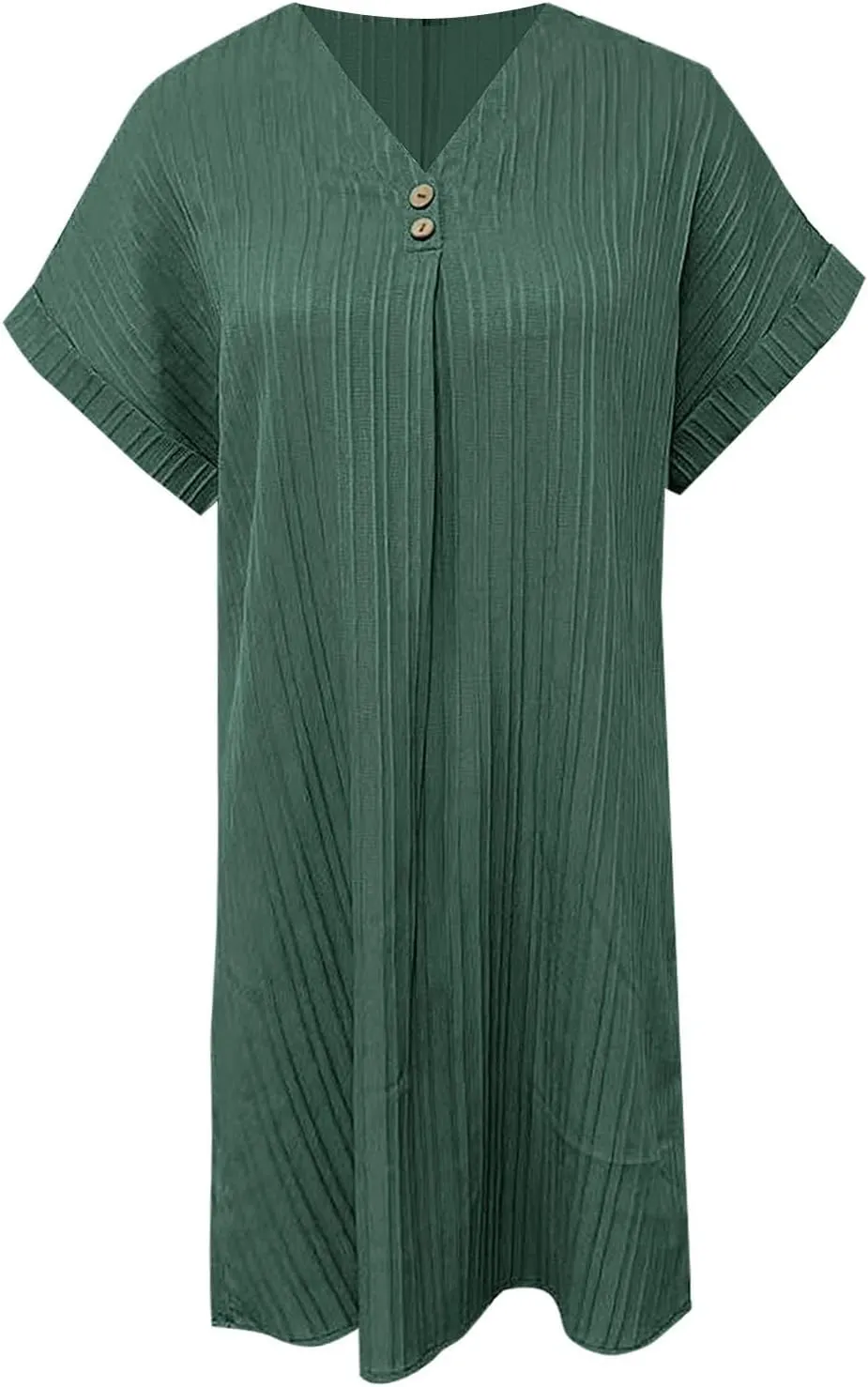 Womens Short Sleeve Casual Summer Dress V Neck Boho Beach Mini T Shirt Dress Dressy Work Button Down Swing Dresses