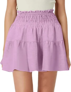 Women's Skirt Flowy A Line High Waisted Peplum Mini Skirt Pleated Cute Womens Long Dress