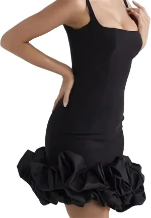 Womens Square Neck Mini Dress - Sleeveless Color-Block Slimming Party Outfit