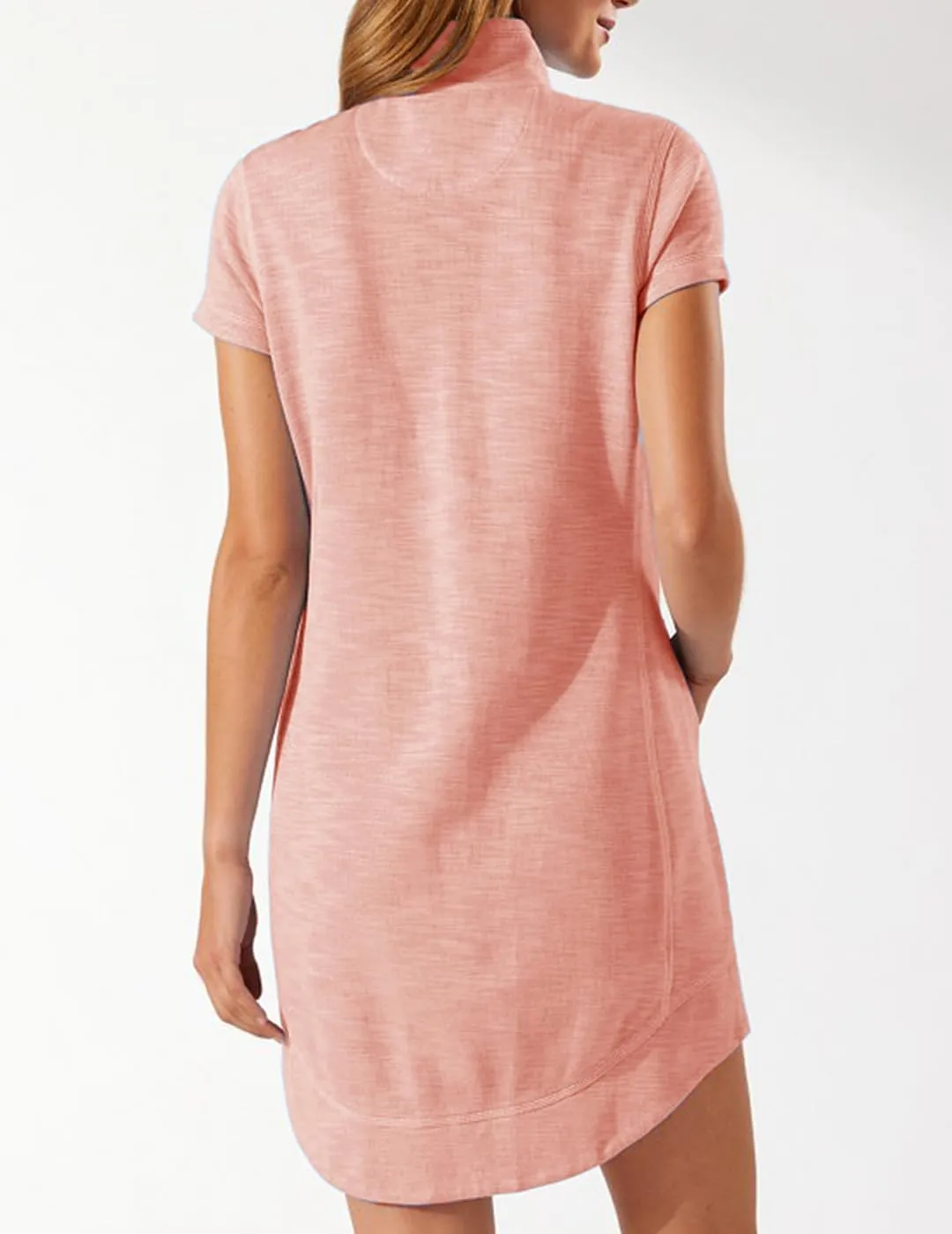 Womens Summer Dress Half Zip Short Sleeve Dresses Workout Casual Dressy Mini Dress with Pokets