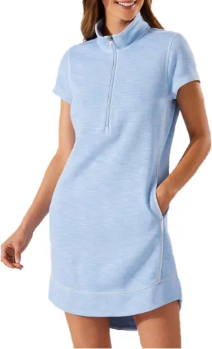 Womens Summer Dress Half Zip Short Sleeve Dresses Workout Casual Dressy Mini Dress with Pokets