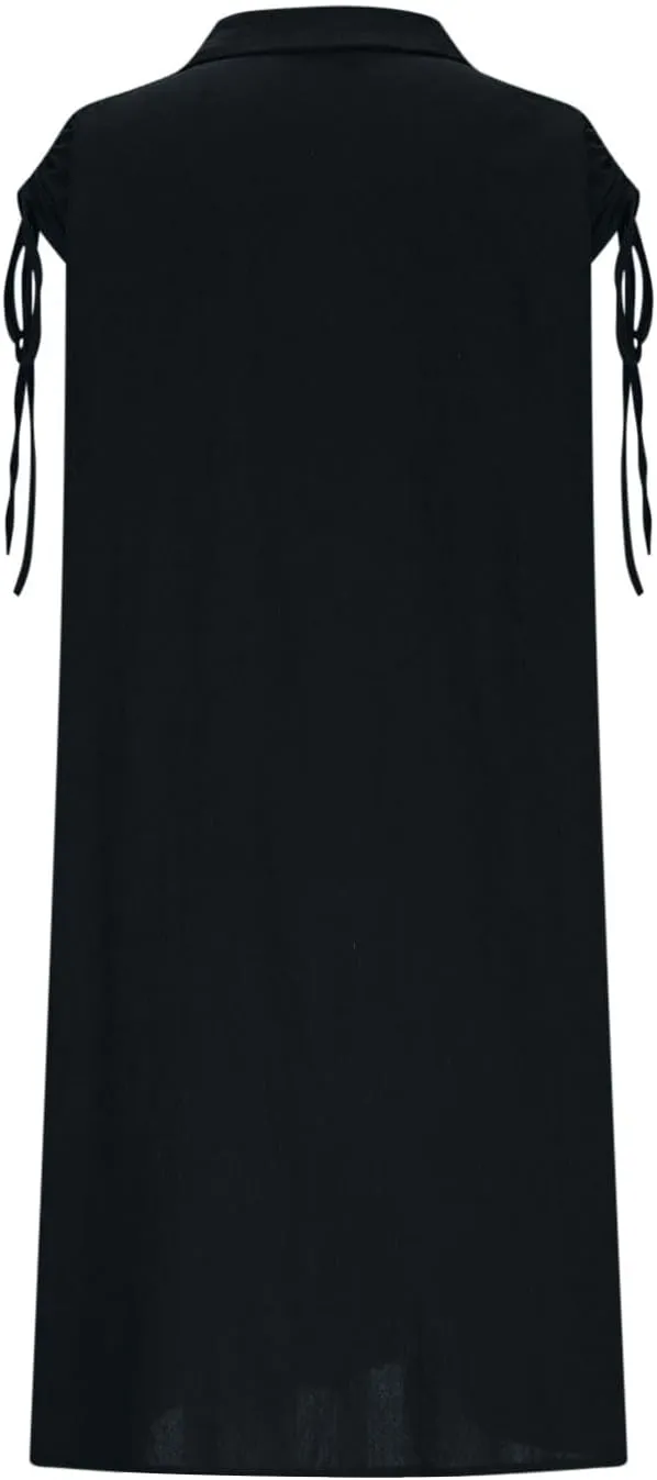 Womens Summer Dresses 2025 Casual Elegant Midi Length Button Down Collared Sundress Beach Cover Up Shirts