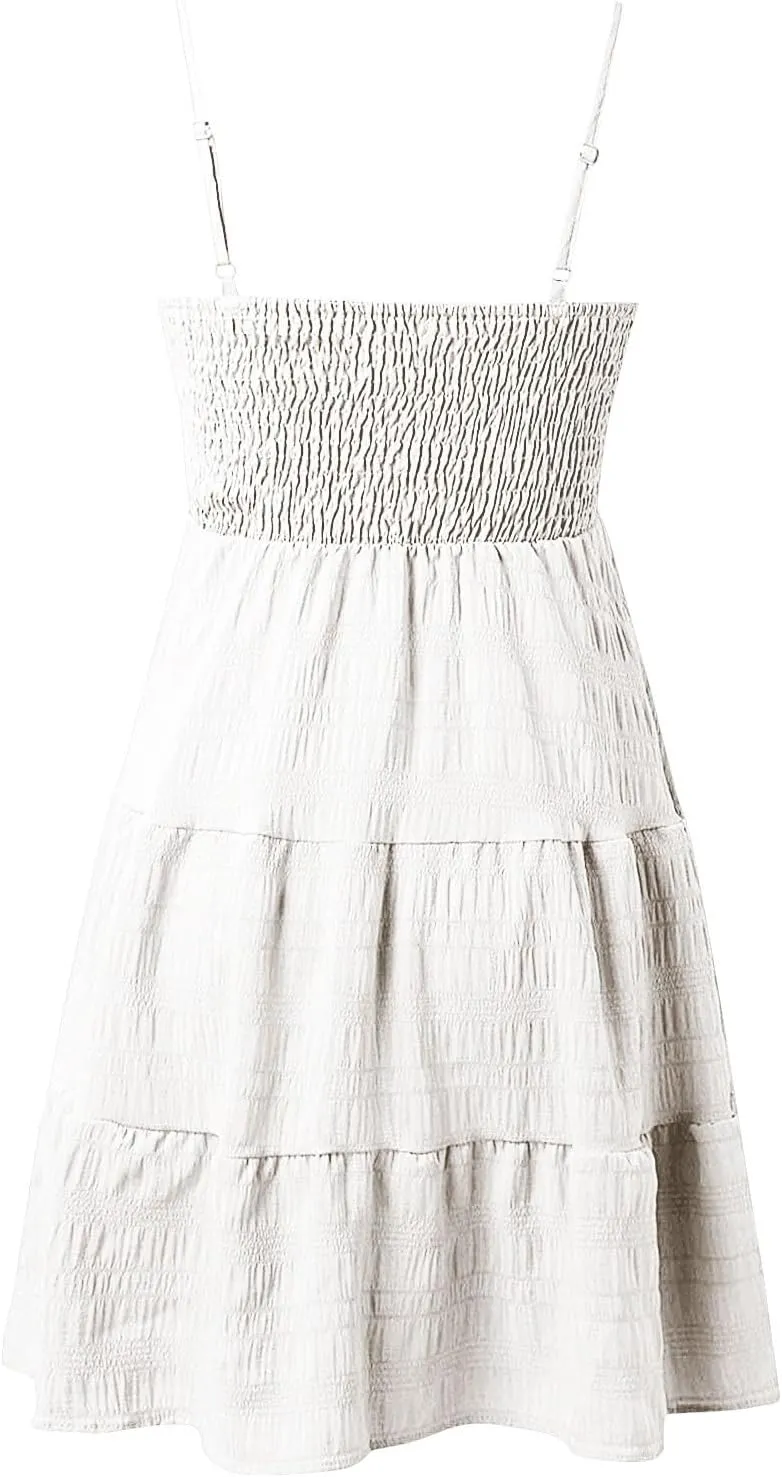 Women's Summer Sleeveless Sundress Casual Flowy A-Line Mini Dress with Adjustable Straps Beach Vacation Clothes