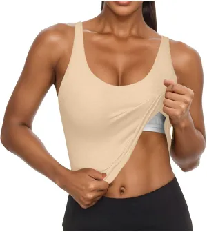 Womens Tank Tops with Built in Bra Padded Workout Loose Fit Camisole Trendy Summer Sleeveless Clothes