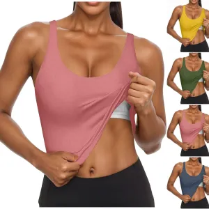 Womens Tank Tops with Built in Bra Padded Workout Loose Fit Camisole Trendy Summer Sleeveless Clothes