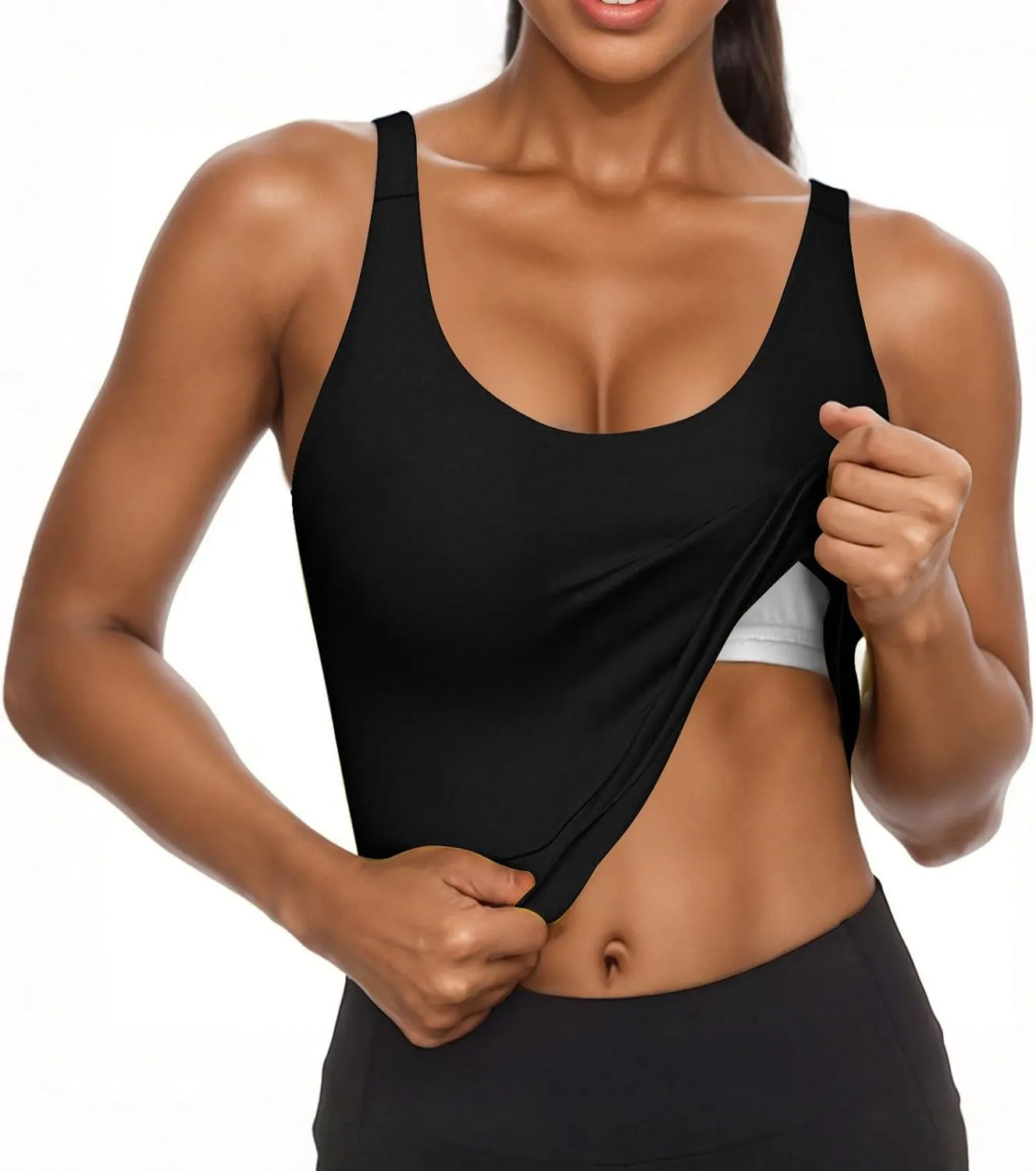 Womens Tank Tops with Built in Bra Padded Workout Loose Fit Camisole Trendy Summer Sleeveless Clothes