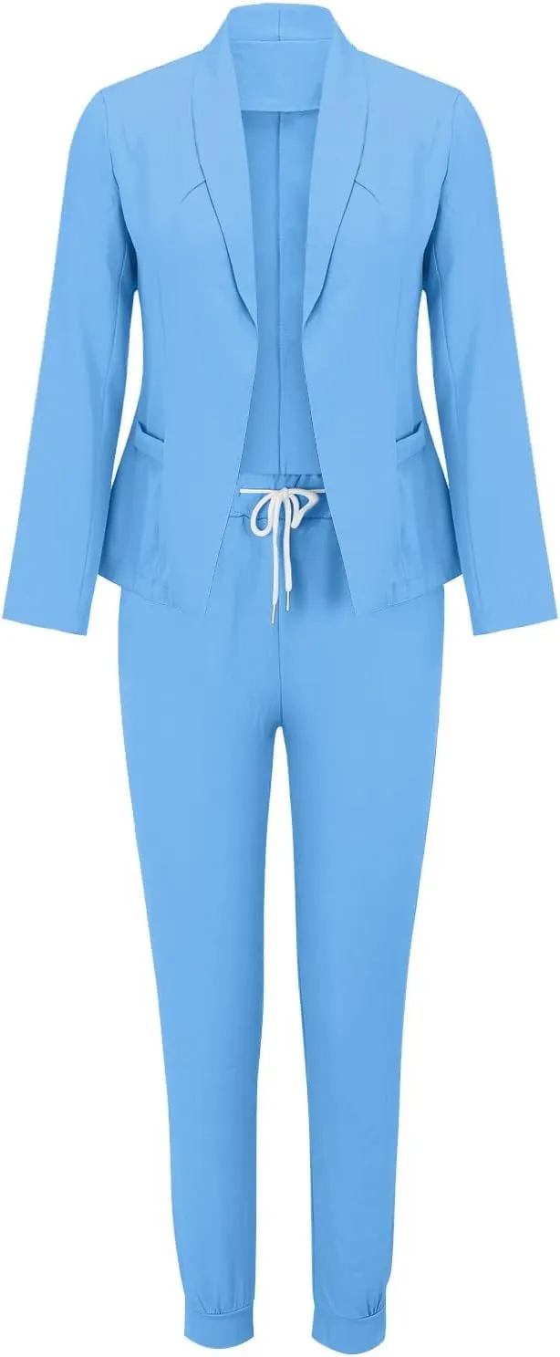 Women's Two-Piece Lapels Set Office Business Long Sleeve Formal Jacket Pant Suit Slim Fit Trouser Women's Clothing