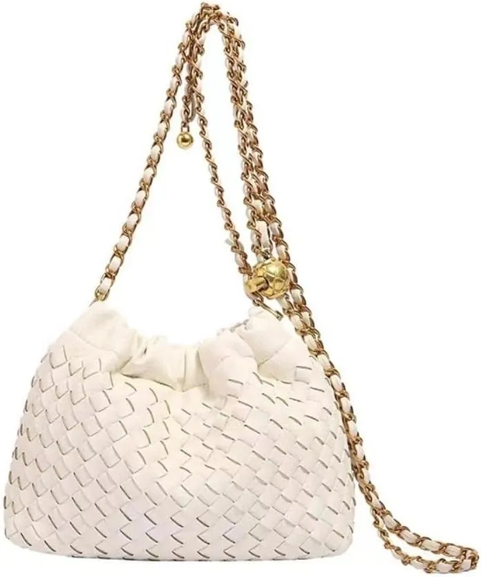 Woven Shoulder Bag Vegan Leather Cloud Purse Crossbody Bag for Women Evening Bag Small Tote Hobo Bags Clutch Purse Handbag