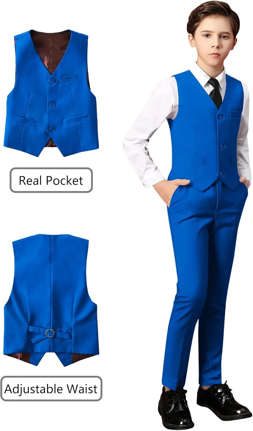 Yanlu Boys Suits Set Vest Pants Dress Shirt and Tie for Toddler Kids Formal Dresswear