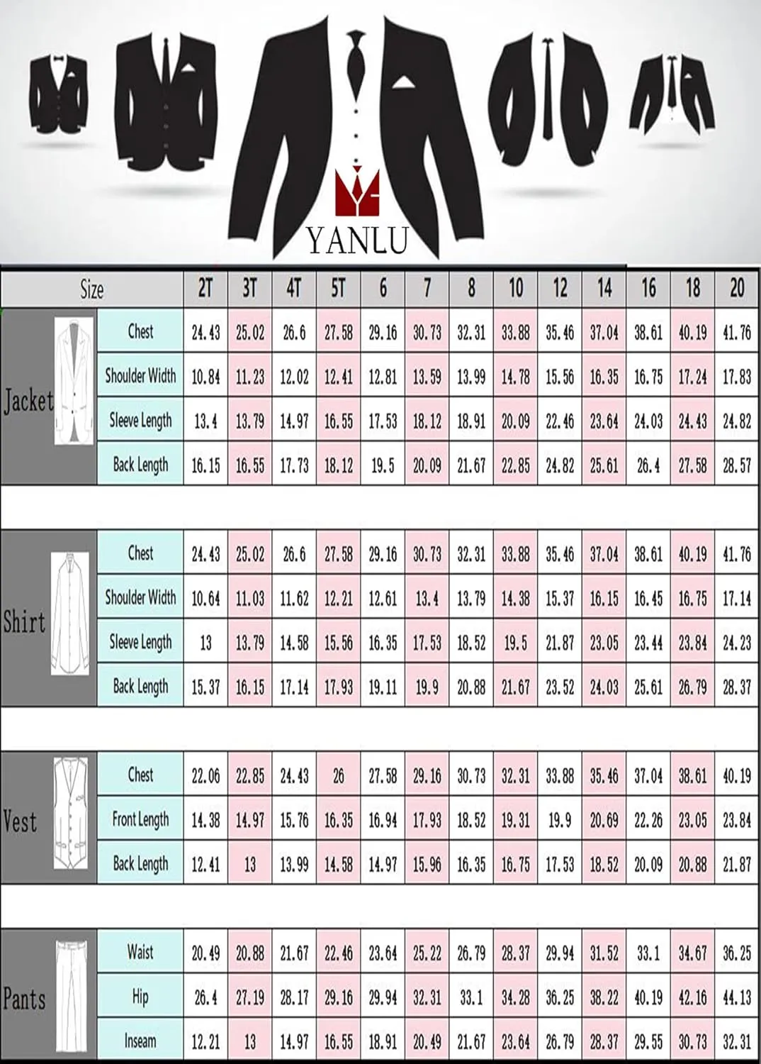 Yanlu Boys Suits Set Vest Pants Dress Shirt and Tie for Toddler Kids Formal Dresswear