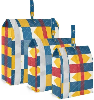 Yellow Blue Plaid Packing Cubes for Suitcases 3 Set Compression Lightweight Luggage Packing Organizers for Carry on Suitcase Travel Accessories Luggage Organizer Bags Set