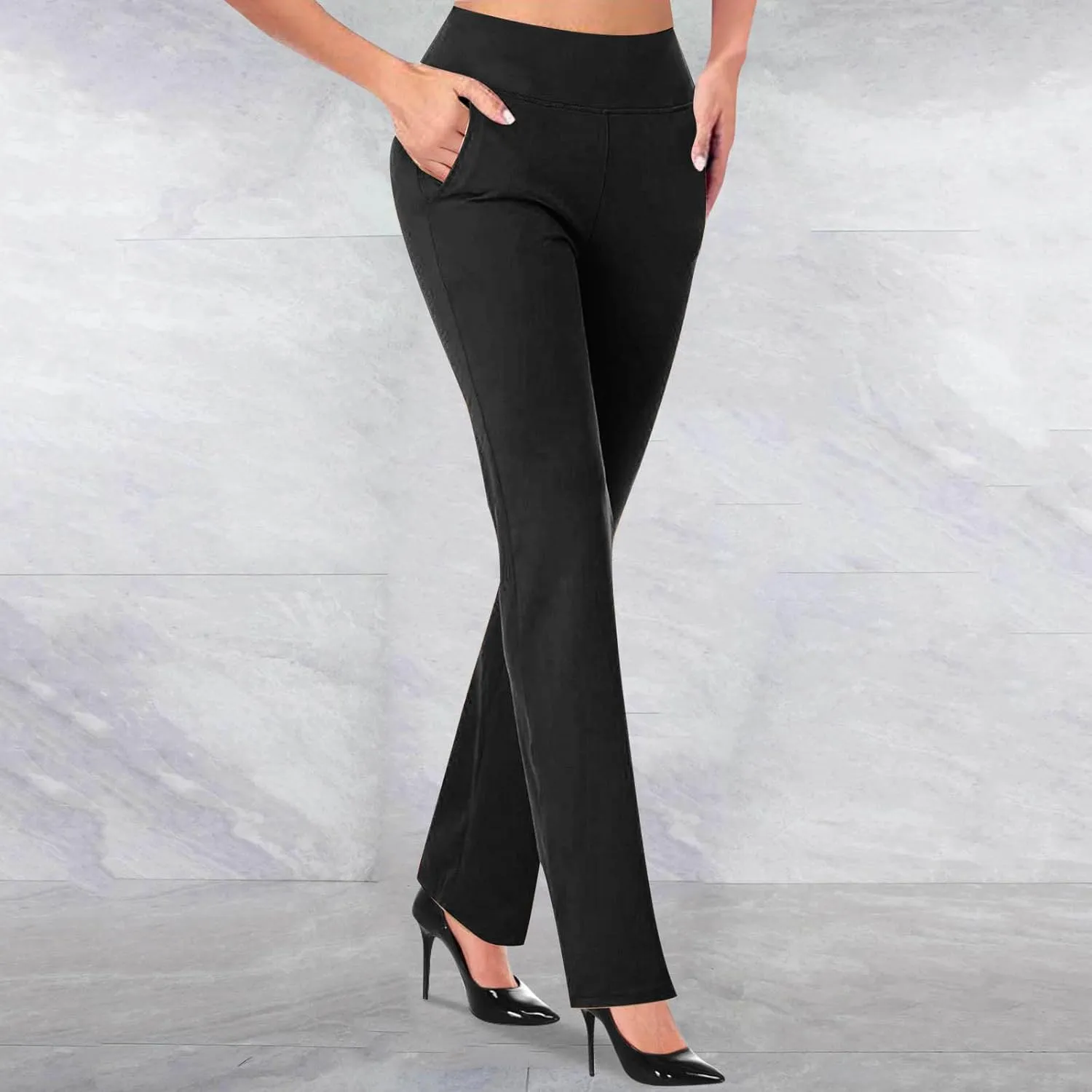 Yoga Pants Women High Waist Dress Pant High Waist Stretch Trousers 2025 Workout Running Leggings Wide Leg Work Pants