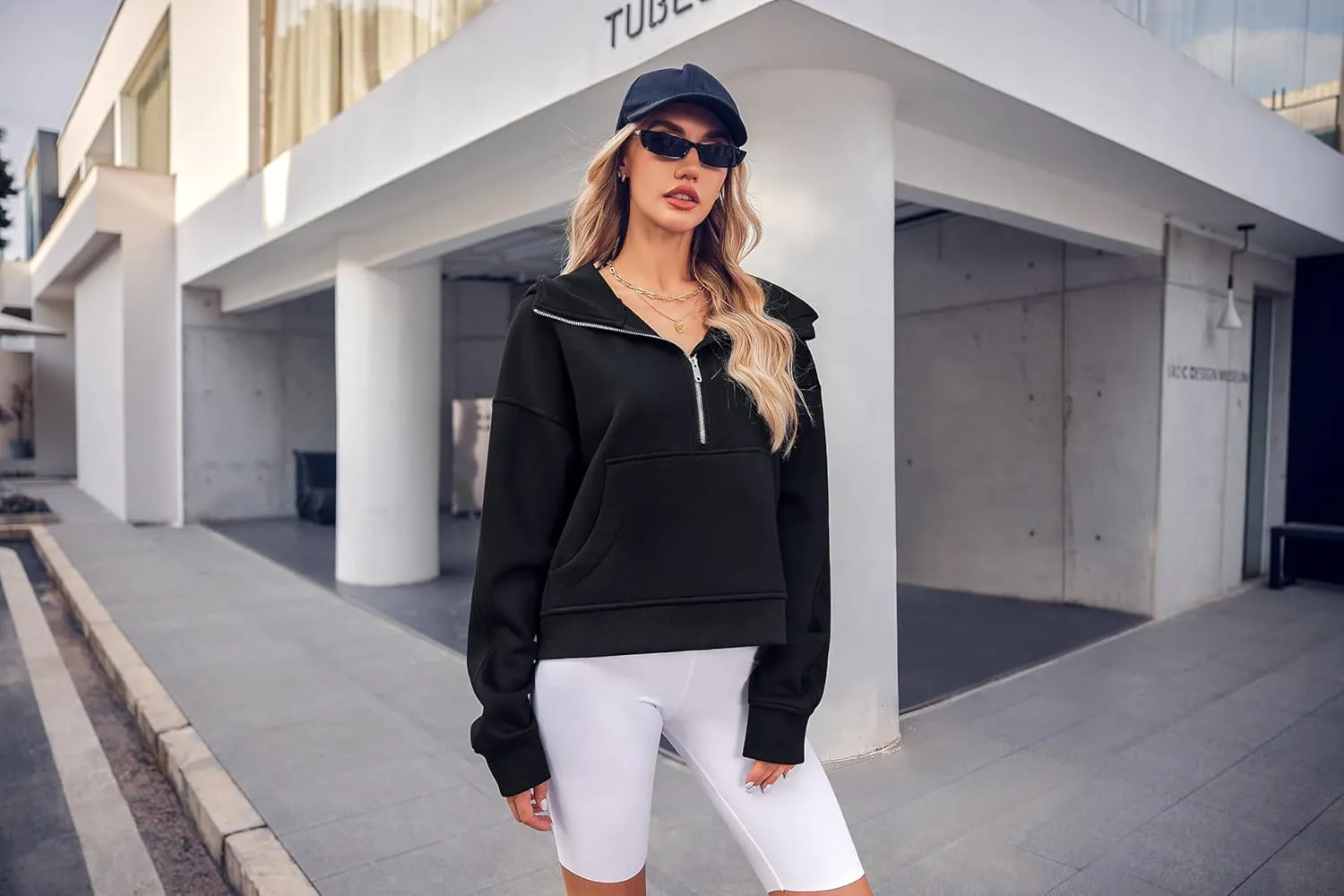 Zeagoo Women Plus Size Zipper Hoodie Long Sleeve 2024 Trendy Sweatshirts Athletic Cropped Tops Dark Grey Large