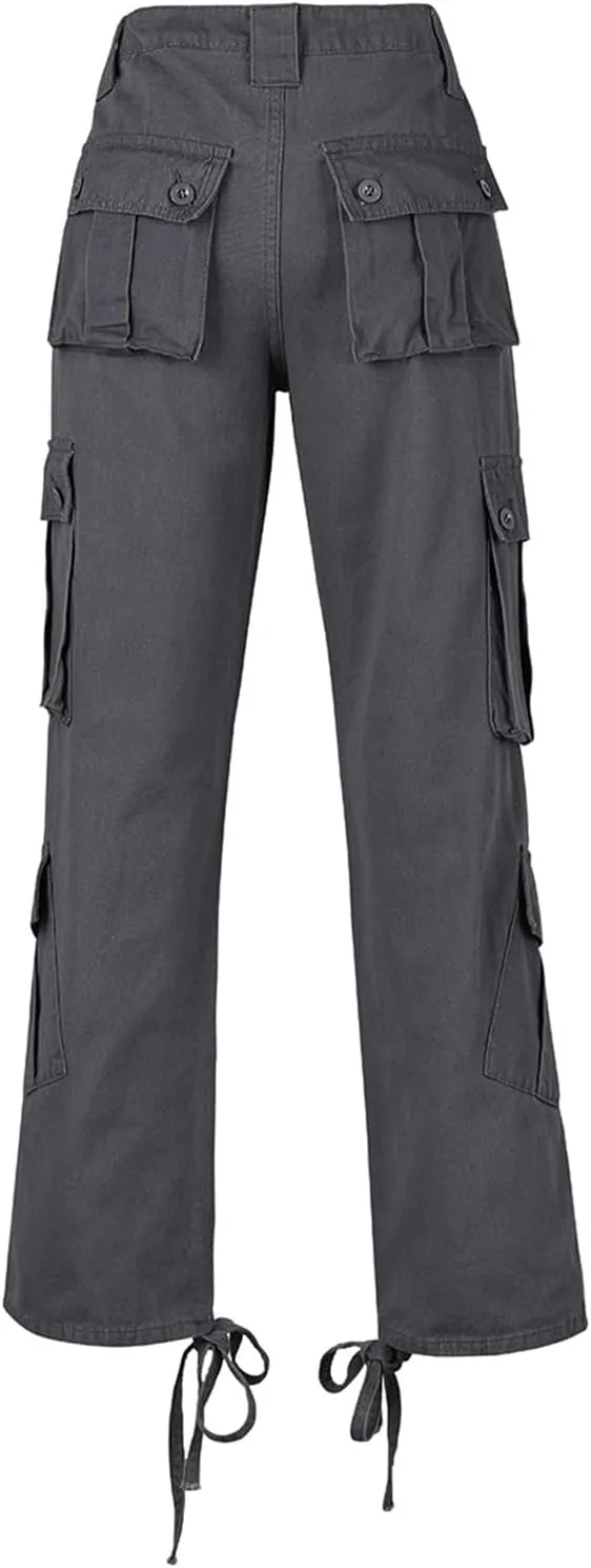 ZWRXW Cargo Pants for Women Straight Leg High Waist Casual Loose Sweatpants Tapered Denim Jogger Trousers with Pockets