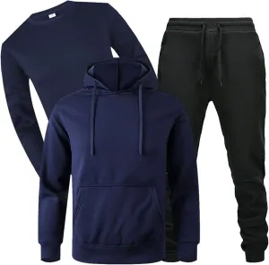 ZYXTIM Sweatsuits for Men 3 Piece Heavyweight Fashion Hoodies, Long Sleeve Basic Tops and Jogger Sweatpants Outfits Tracksuit